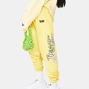 BSR Flower Graphic Yellow Oversized 90’s Sweatpants